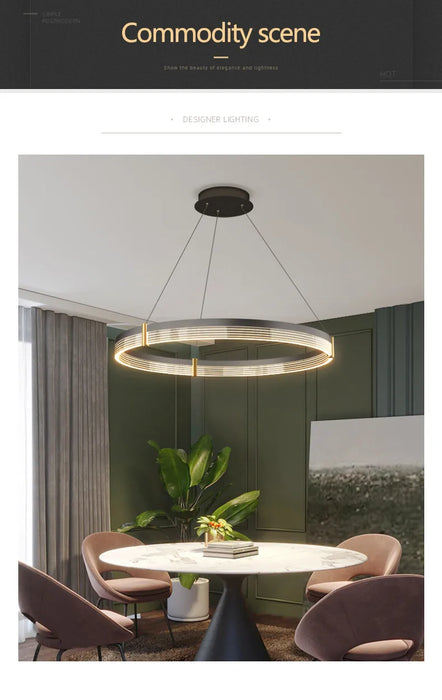 Stylish Nordic LED Pendant Light Fixture with Aluminum Frame & Long-Lasting LEDs - Samanta Factory