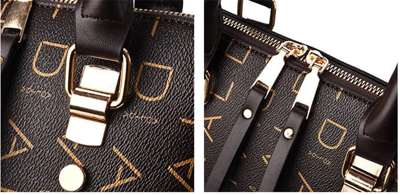 Women’s PU Leather Tote Handbag – Large Capacity Letter Design Tassel Shoulder Bag SF