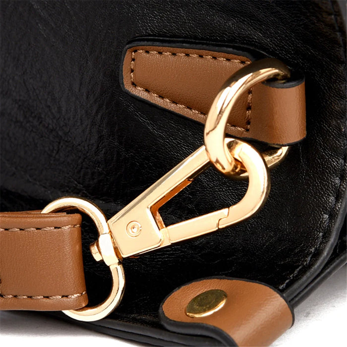 Women’s Leather Handbag – Vintage Casual Tote with Zipper & Hasp Closure - Samanta Factory
