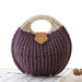 Women's Natural Rattan Handwoven Round Shell Handbag Top-handle Bag Summer Fashion Bohemia Female Casual Tote Clutch Beach Bag SF