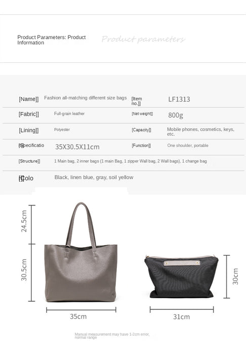 Genuine Leather Casual Tote – Soft, Versatile Design for Women - Samanta Factory