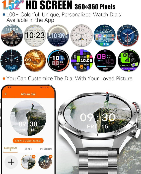 Men's Smart Watch – HD Touch Screen with 24/7 Heart Rate & Blood Monitoring