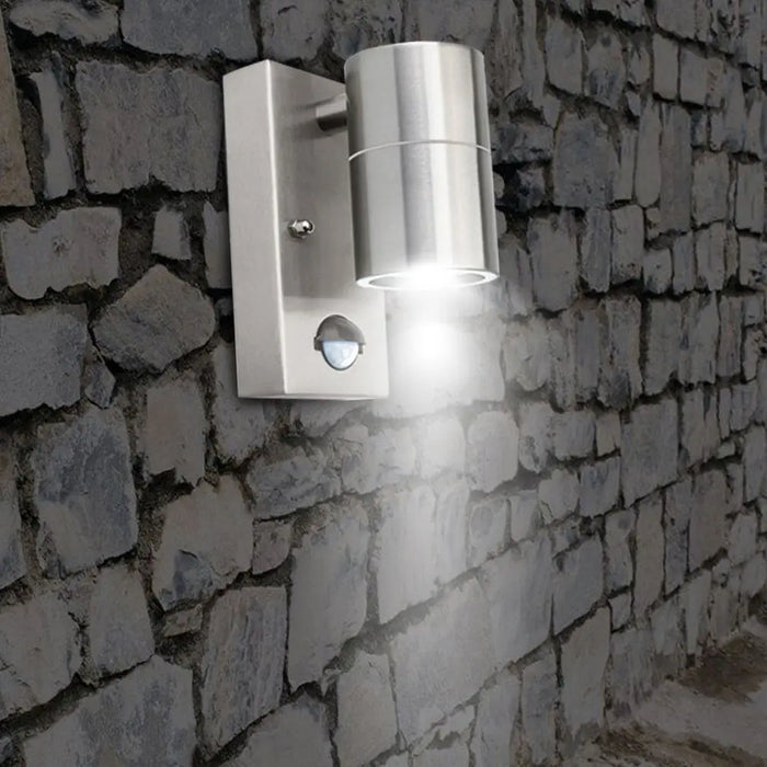 PIR Motion Sensor LED Wall Light – Stainless Steel, Waterproof IP44 Outdoor Lamp - Samanta Factory