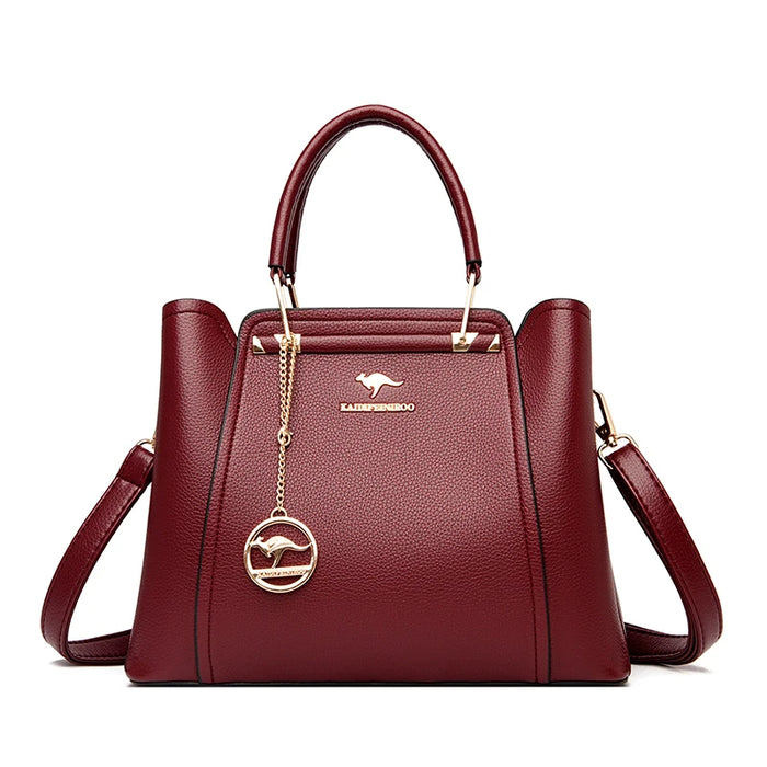Women’s Shoulder Bag – Soft Leather Tote with Tassel Pendant - Samanta Factory