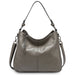 Genuine Leather Shoulder Bag – Soft, Versatile Hobo with Ruched Design - Samanta Factory