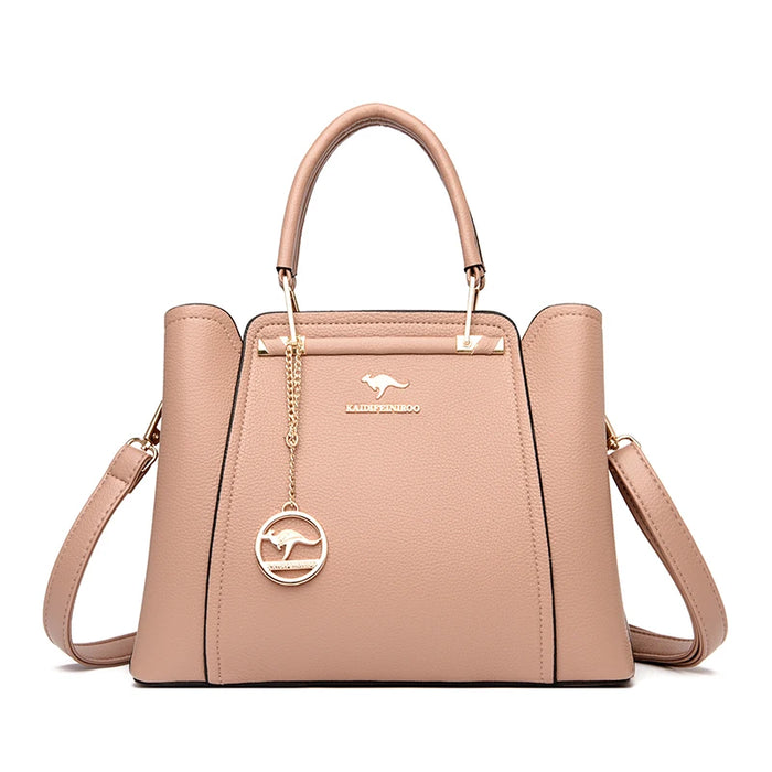 Women’s Shoulder Bag – Soft Leather Tote with Tassel Pendant - Samanta Factory