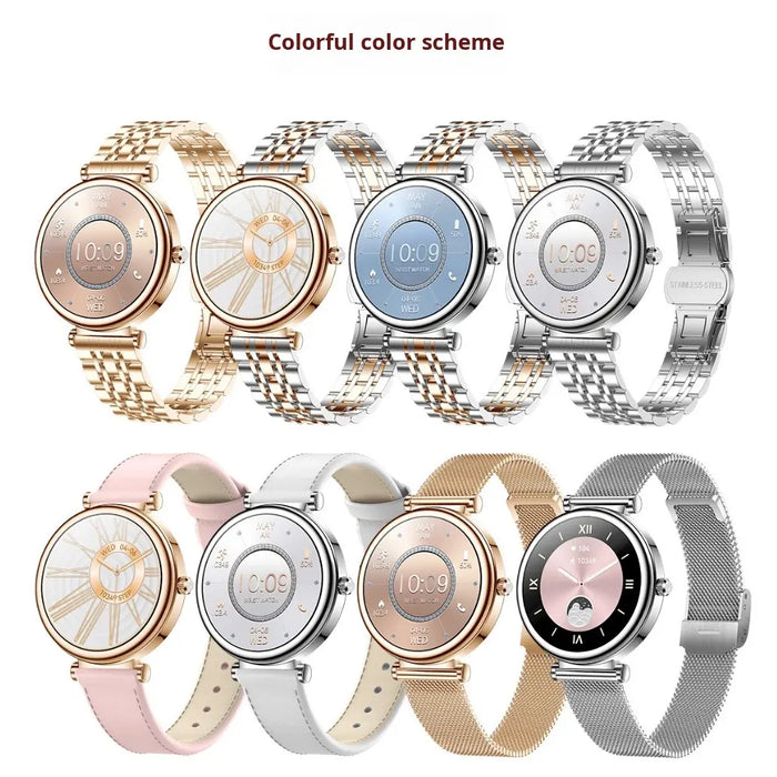 Women’s Smart Sports Watch – Wireless Charging & Call Reminder with Stainless Steel Band