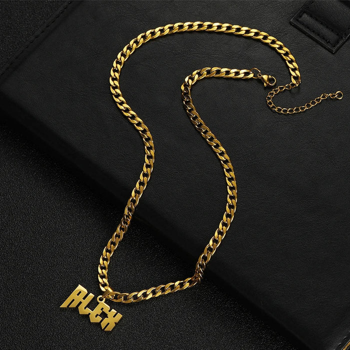 Custom Name Necklace – Hip Hop personalized Pendant Chain for Boys SF