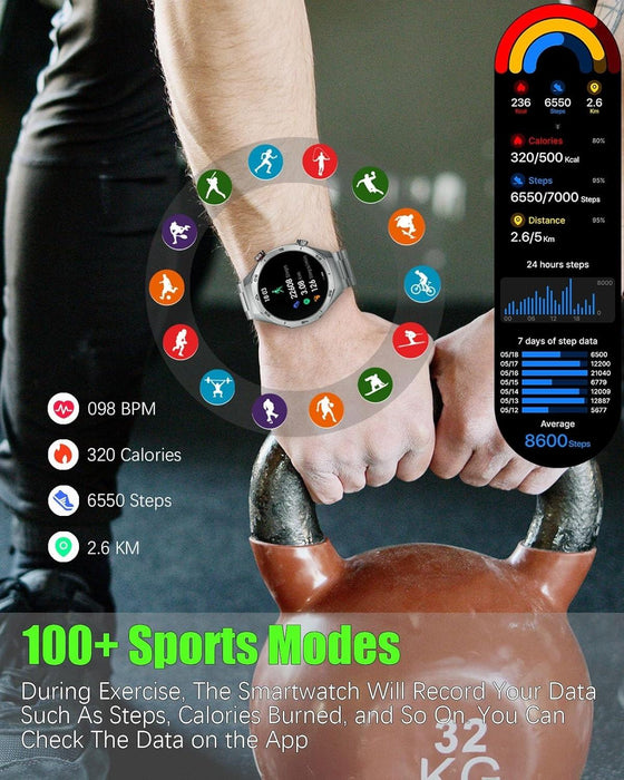 Men's Smart Watch – HD Touch Screen with 24/7 Heart Rate & Blood Monitoring