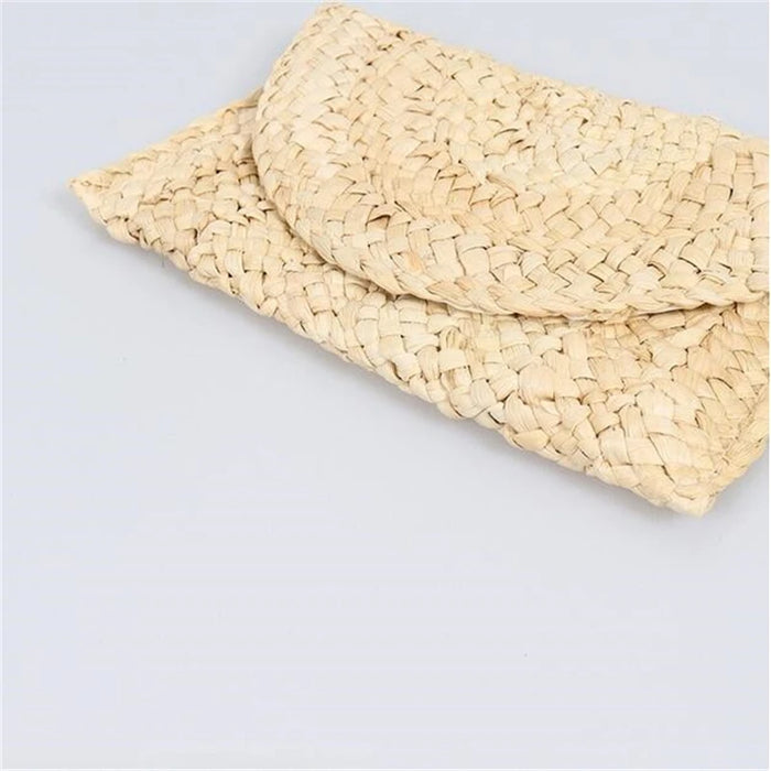 Boho Straw Flap Bag for Women – Hard Shell Woven Handbag for Summer Outings