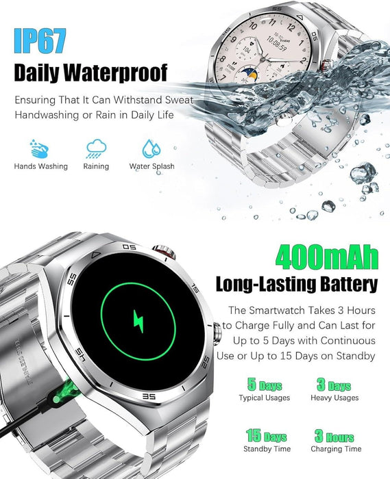 Men's Smart Watch – HD Touch Screen with 24/7 Heart Rate & Blood Monitoring