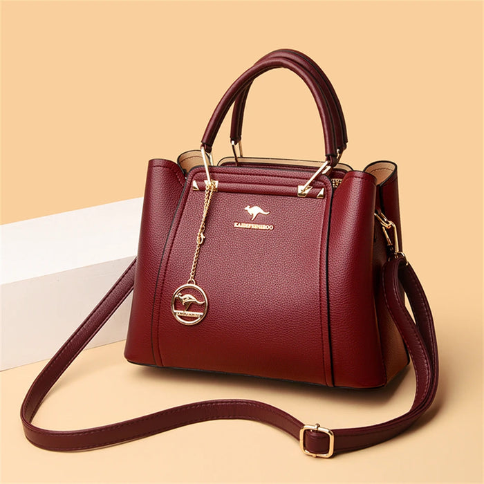 Women’s Shoulder Bag – Soft Leather Tote with Tassel Pendant - Samanta Factory