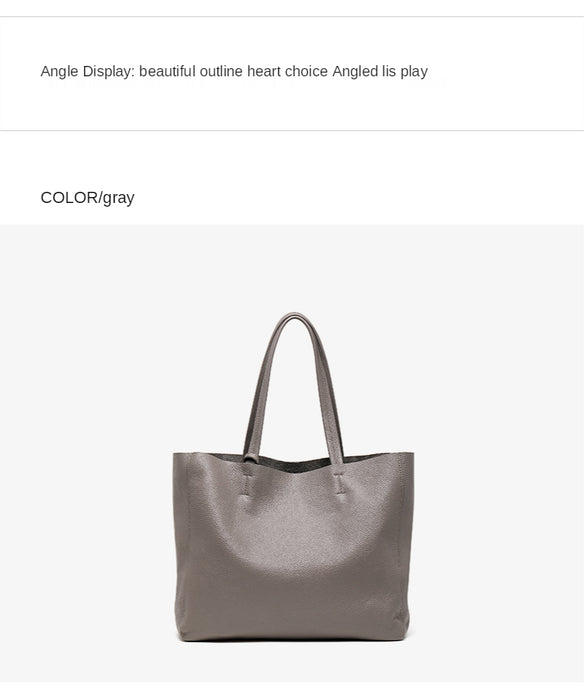 Genuine Leather Casual Tote – Soft, Versatile Design for Women - Samanta Factory