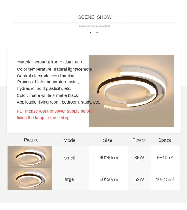 Modern Black LED Ceiling Light – Metal & Acrylic Surface-Mounted Fixture - Samanta Factory