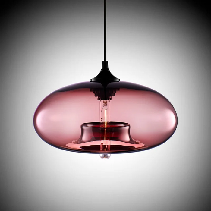 Modern Glass Pendant Light – Elegant LED Ceiling Fixture with Iron Finish - Samanta Factory