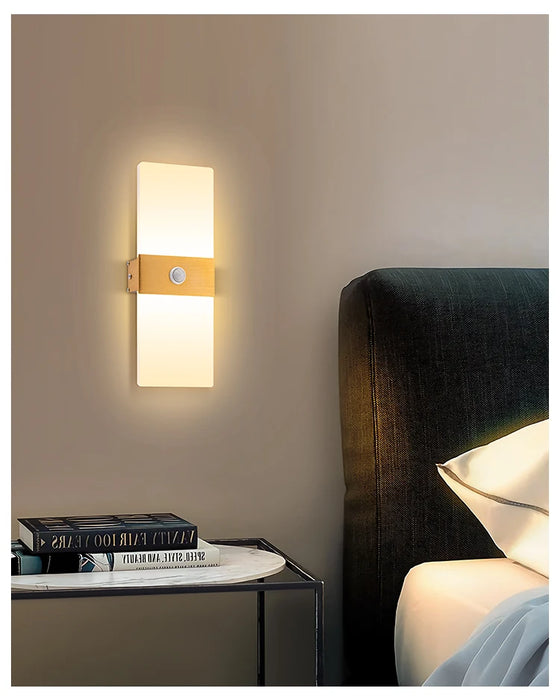 Modern LED Wall Light – 12W/18W, Up & Down Aluminum Lamp with PIR Motion Sensor for Indoor & Outdoor Use. - Samanta Factory