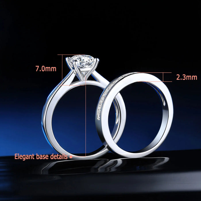 Bridal Ring Set – 1ct Round Cut Zircon in 925 Sterling Silver