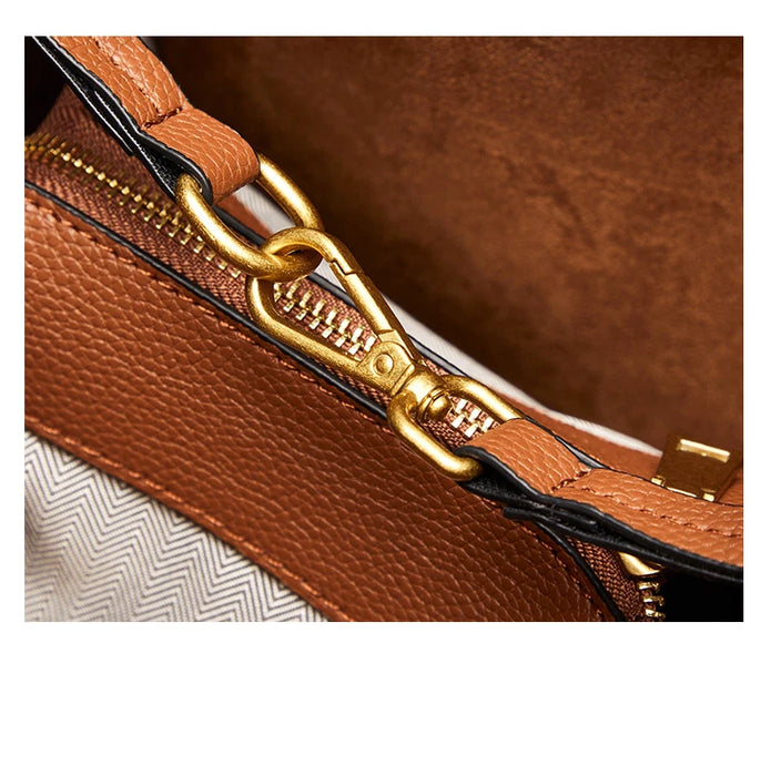 Women’s Genuine Leather Bucket Bag – Soft Cowhide Shoulder Handbag - Samanta Factory