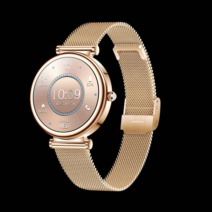 Women’s Smart Sports Watch – Wireless Charging & Call Reminder with Stainless Steel Band