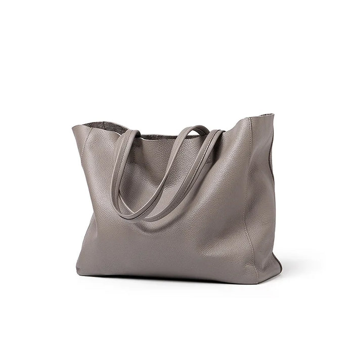 Genuine Leather Casual Tote – Soft, Versatile Design for Women - Samanta Factory