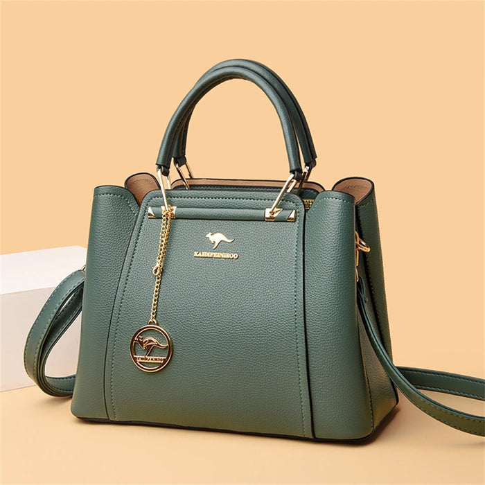 Women’s Shoulder Bag – Soft Leather Tote with Tassel Pendant - Samanta Factory