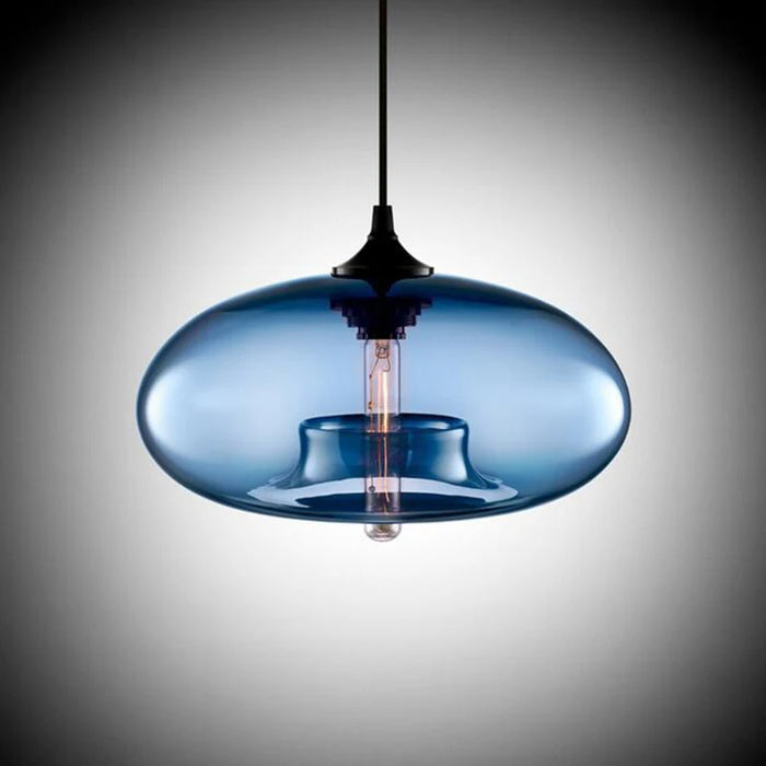 Modern Glass Pendant Light – Elegant LED Ceiling Fixture with Iron Finish - Samanta Factory
