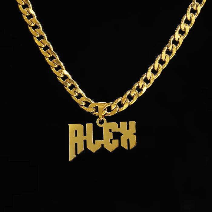 Custom Name Necklace – Hip Hop personalized Pendant Chain for Boys SF