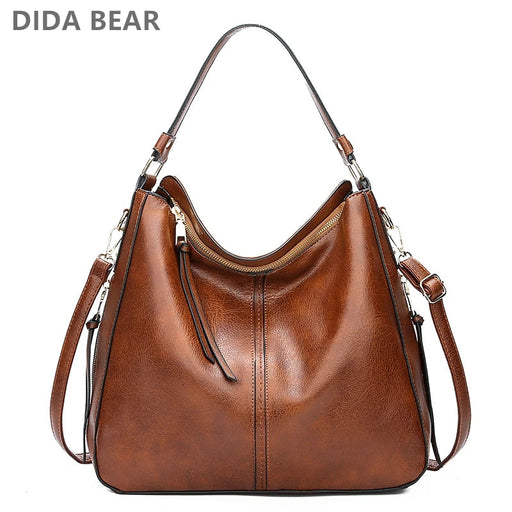 Luxury Faux Leather Hobo Handbag – Large Designer Women’s Tote Shoulder & Crossbody Bag SF