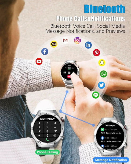 Men's Smart Watch – HD Touch Screen with 24/7 Heart Rate & Blood Monitoring