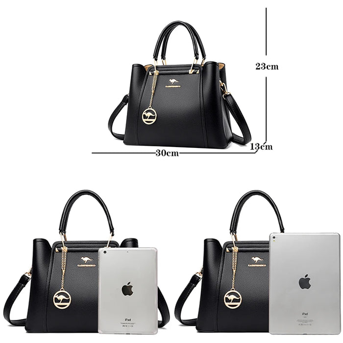 Women’s Shoulder Bag – Soft Leather Tote with Tassel Pendant - Samanta Factory