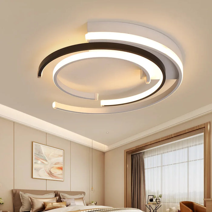 Modern Black LED Ceiling Light – Metal & Acrylic Surface-Mounted Fixture - Samanta Factory