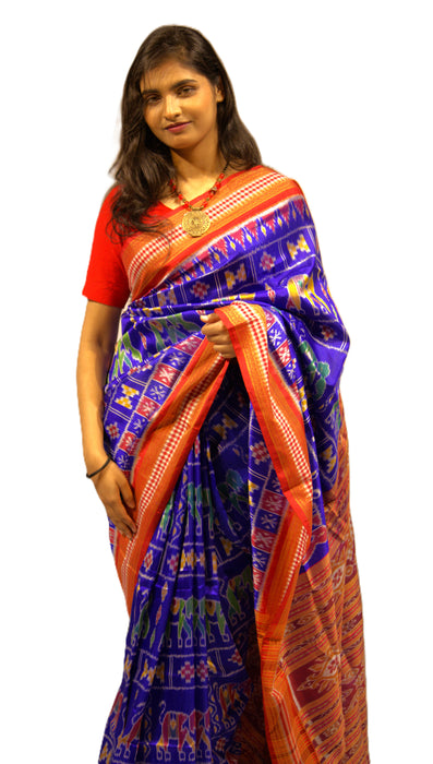Khandua Silk Saree – Handwoven Ikat Weave with Nature-Inspired Motifs