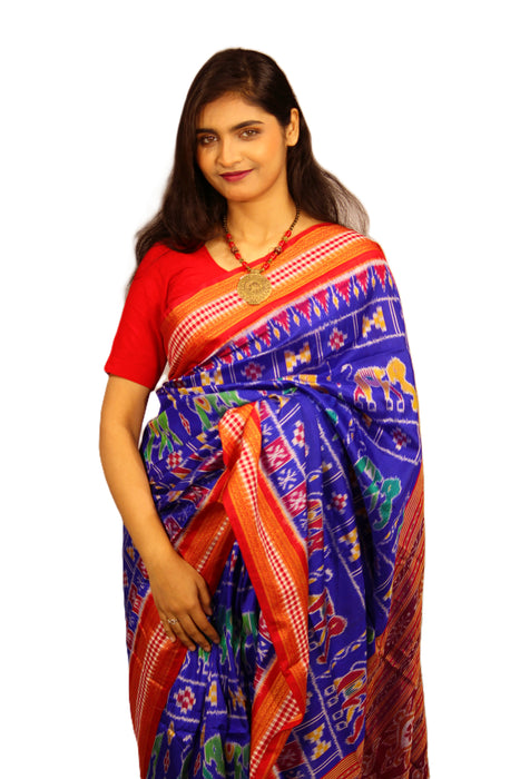 Khandua Silk Saree – Handwoven Ikat Weave with Nature-Inspired Motifs