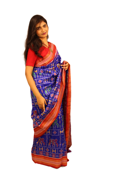 Khandua Silk Saree – Handwoven Ikat Weave with Nature-Inspired Motifs