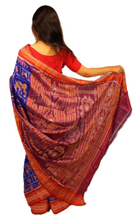 Khandua Silk Saree – Handwoven Ikat Weave with Nature-Inspired Motifs