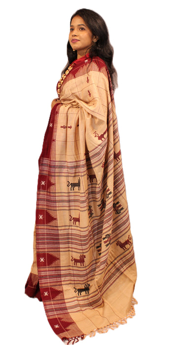 Kotpad Saree – Handwoven Tribal Design in Natural Aul Dye