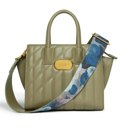 Women’s Mini Demi Crossbody Tote Bag with Iris Scott artistic strap – cruelty-free and sustainable design
