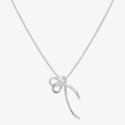 Elegant Snake Cubic Bow Necklace in Sterling Silver and 18k Vermeil