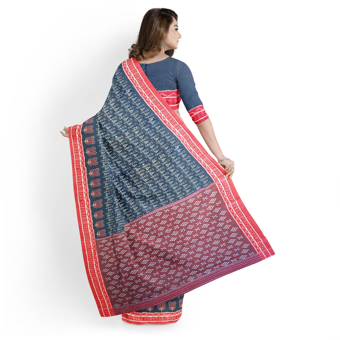 Khandua Cotton Saree – Handwoven Ikat with Traditional Odia Motifs