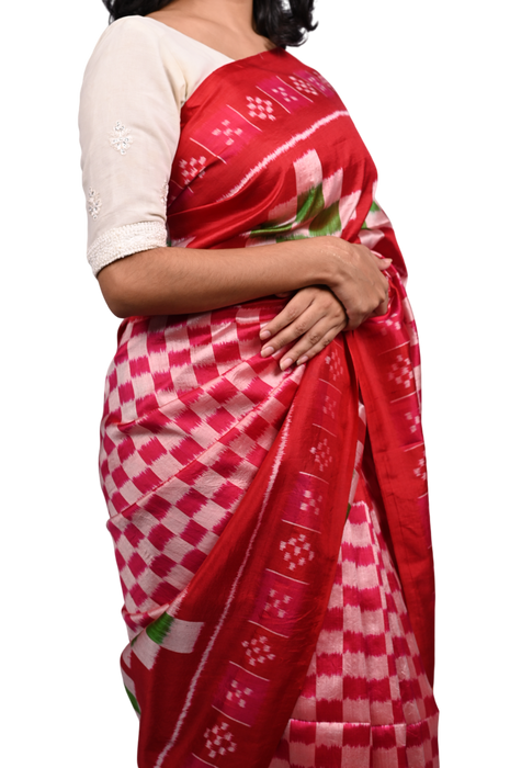 Khandua Silk Saree – Handwoven Ikat with Traditional Odisha Motifs