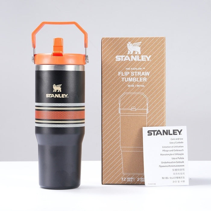 Stanley flip straw tumbler with orange lid
