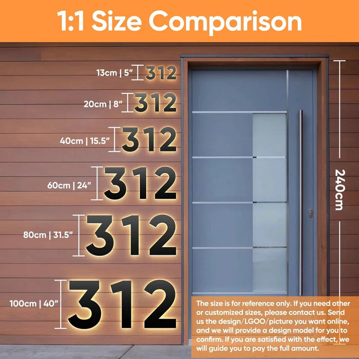 LED House Number Light – Outdoor Waterproof Illuminated Stainless Steel Address Plaque SF