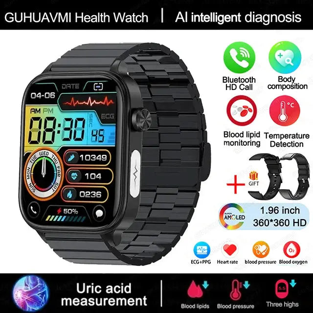 ECG Health Smartwatch – AMOLED Display & AI Voice Calling SF