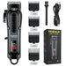 USB rechargeable cordless grooming trimmer with telescopic length adjuster, stainless steel blade, and 160-minute battery life placed on a bathroom counter

