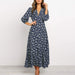 Women’s V-Neck Floral Maxi Dress – High-Waist Slit for Effortless Boho Chic - Samanta Factory