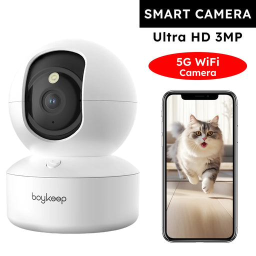 360 degree indoor dome security camera with 3MP color night vision 5G WiFi two-way audio and motion detection wall mounted indoors