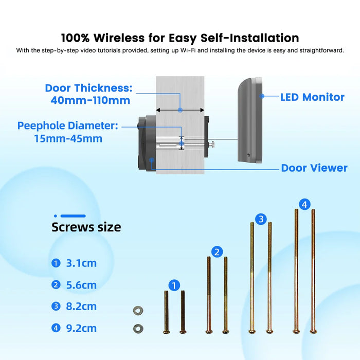 Smart WiFi Door Viewer Camera – 3MP HD, 4.3" LCD, PIR Motion, 2-Way Audio, Night Vision, Tuya & Alexa. - Samanta Factory