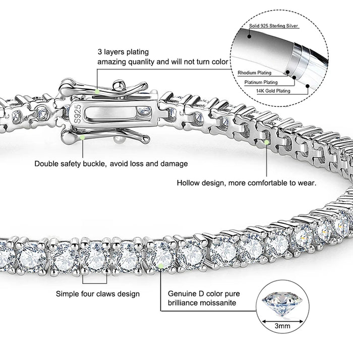 Luxury D Color Round Cut Bracelet for Men & Women - Samanta Factory