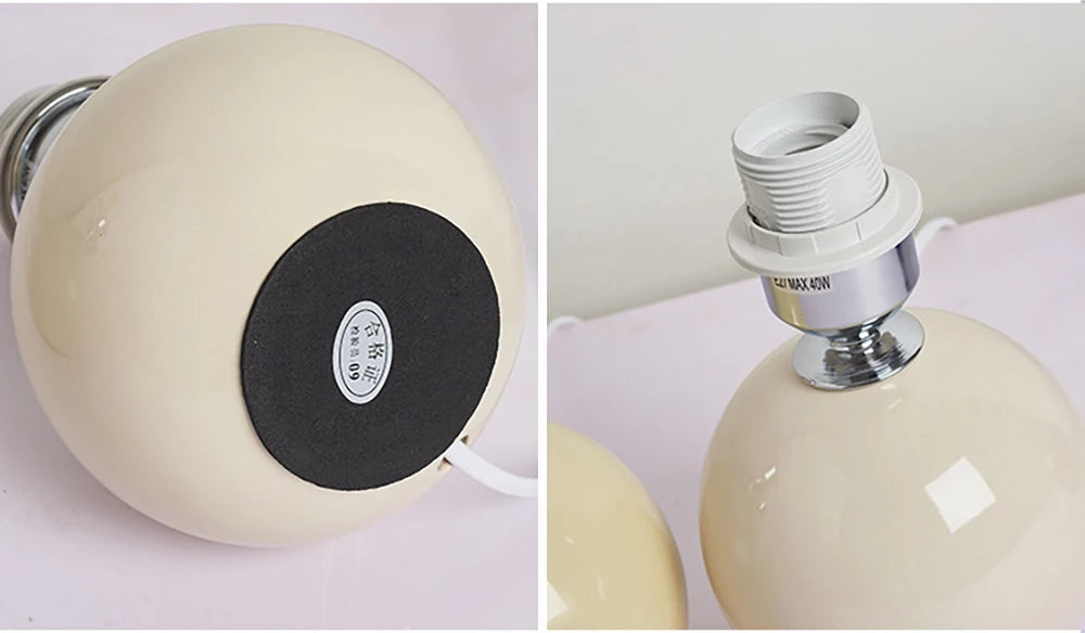 Korean Table Lamp – Vintage Pleated Fabric Shade with Ceramic Base