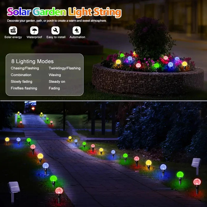 Decorative Solar-Powered LED Pathway Lights with 8 Modes and Bubble Ball Design - Samanta Factory